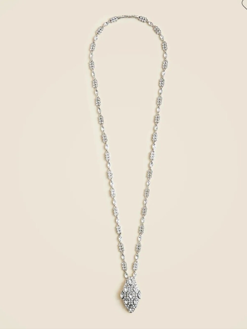 J. Crew Crystal Pendant Necklace Rhinestone Statement NWT